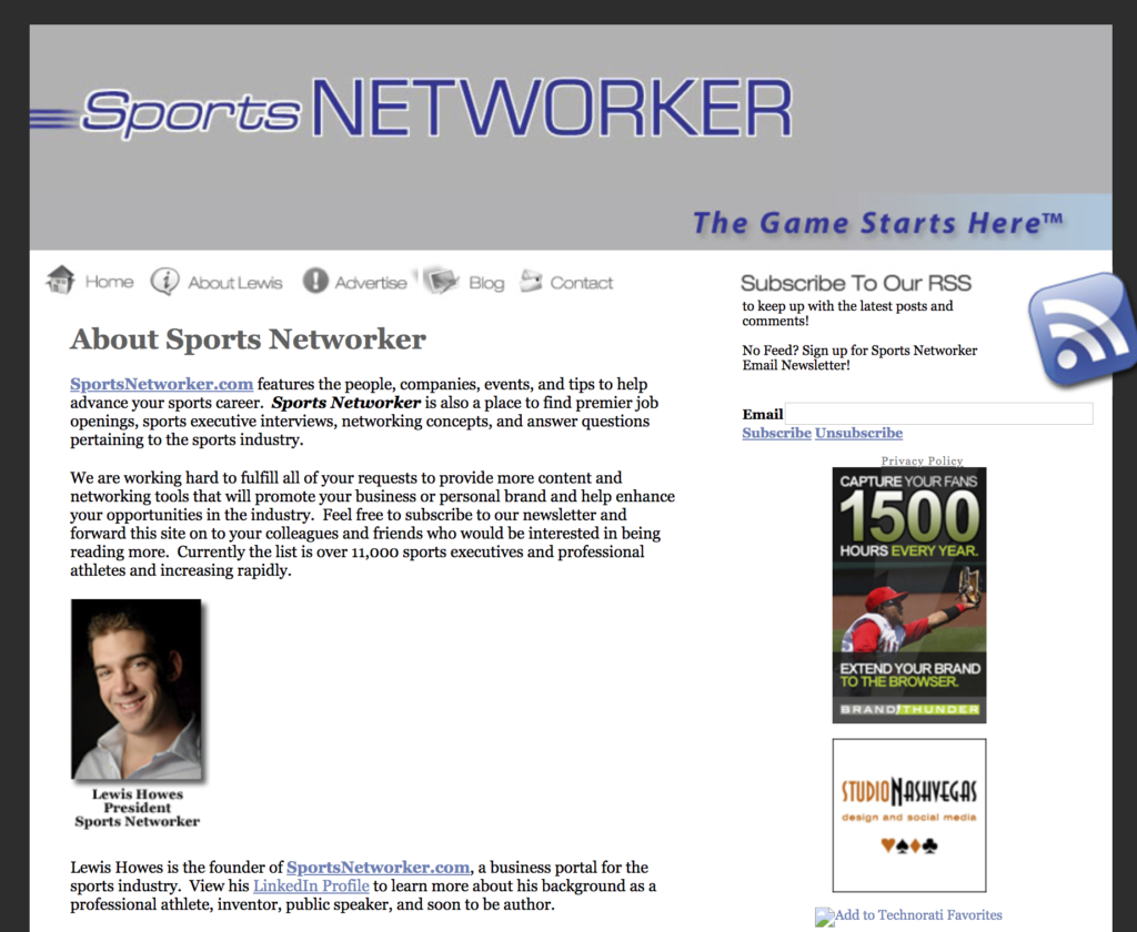 Sports Networker website 2018