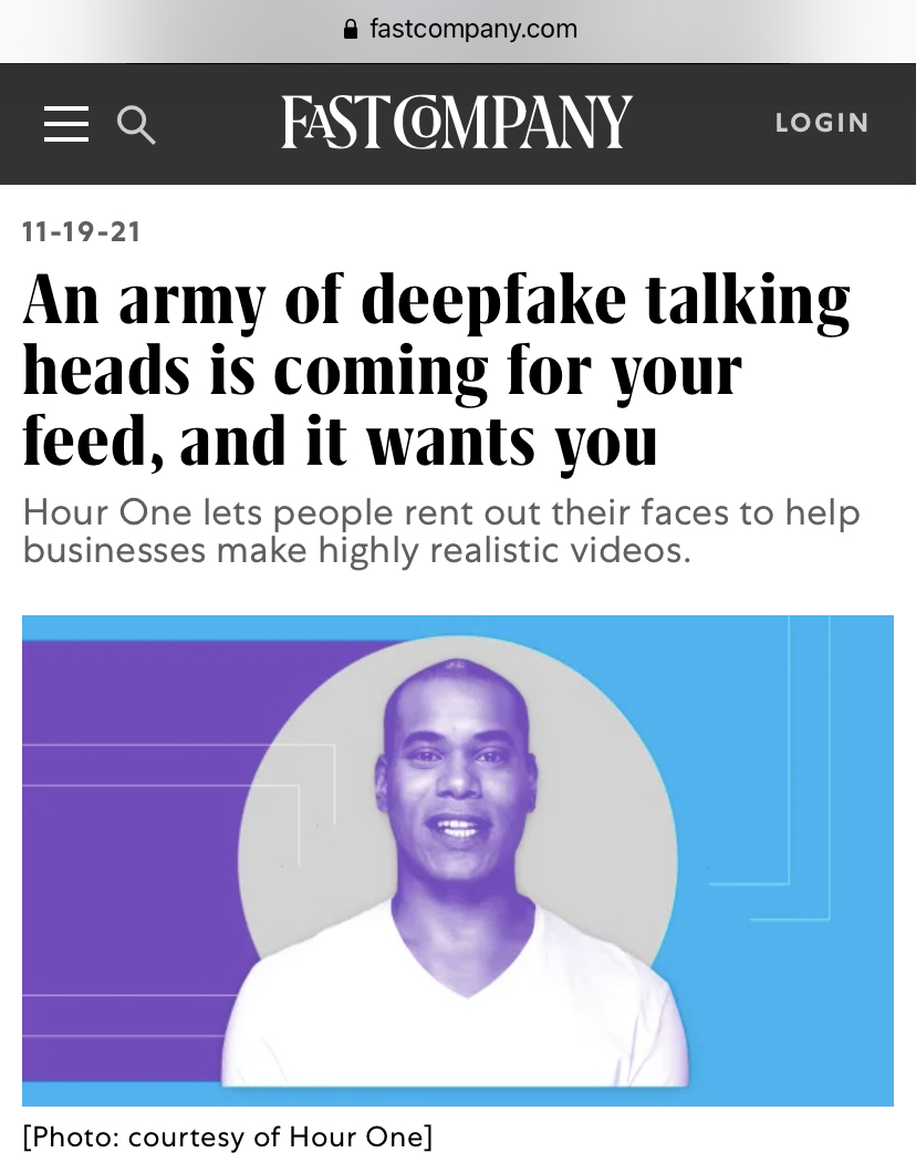 FastCompany Army of Deepfake Talking Heads