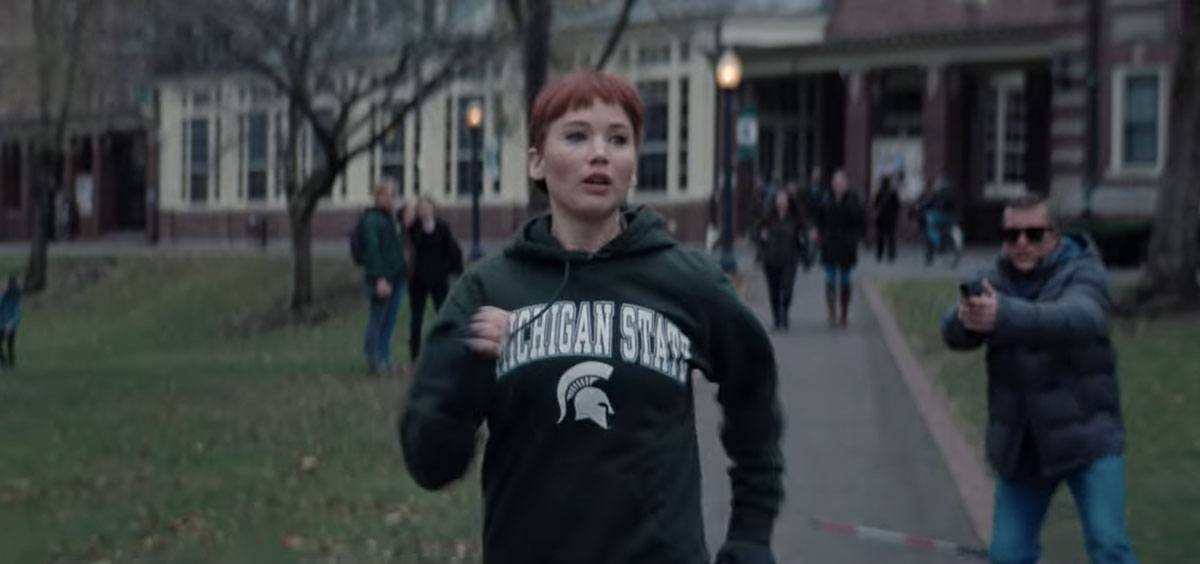 Kate Dibiasky runs at Michigan State in Don't Look Up