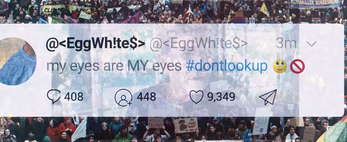 This tweet says everything: "My eyes are MY eyes #dontlookup." It's all in the username. 