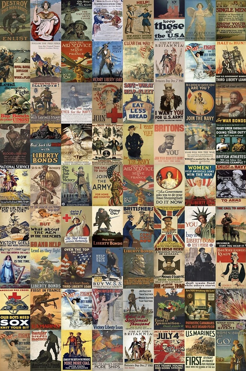 WWI Propaganda poster collage