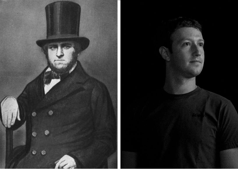 Benjamin Day of the penny press and Mark Zuckerberg of Facebook / Meta