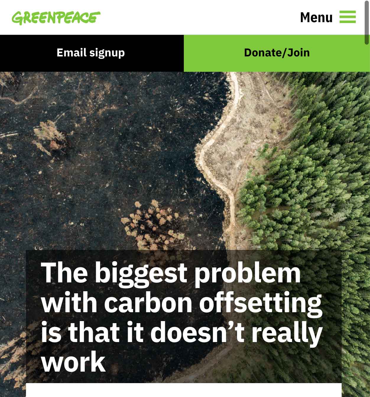 Greenpeace: the biggest problem with carbon offsets is that they don't work